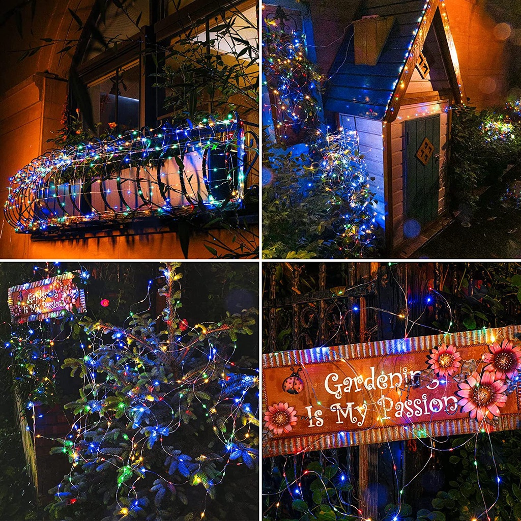 Solar Fairy Lights Timer Outdoor Waterproof 8 Modes Solar String Lights ...