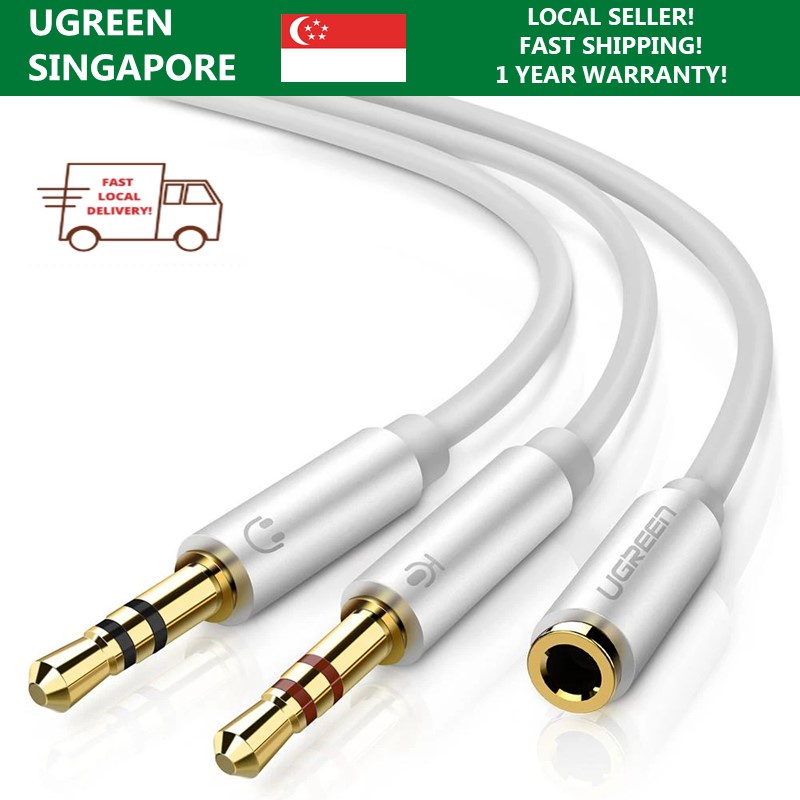 Ugreen Mic Headphone Splitter Headset Audio Microphone Adapter 35mm Female To 2 35mm Male 8044