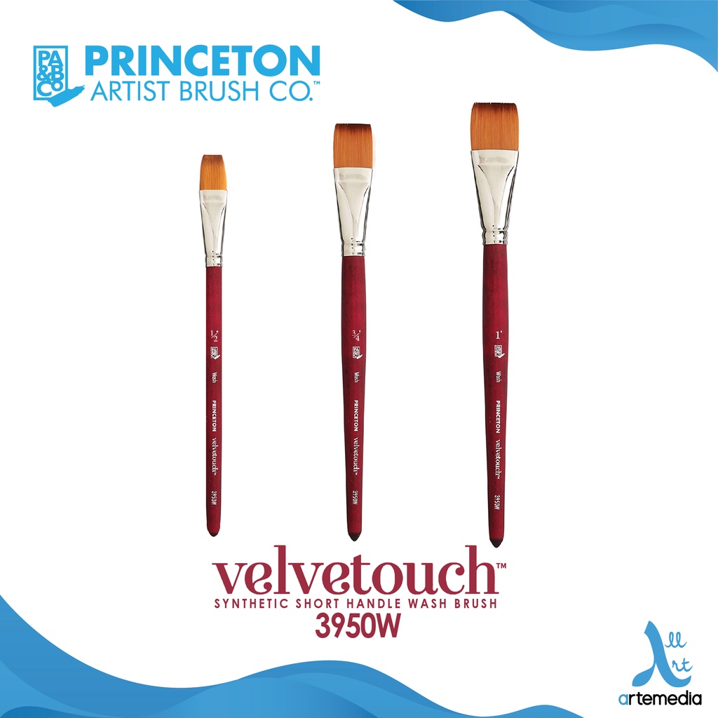 Princeton Artist Brush Co. Princeton Velvetouch 3950 Series, 5-Piece Set, Red