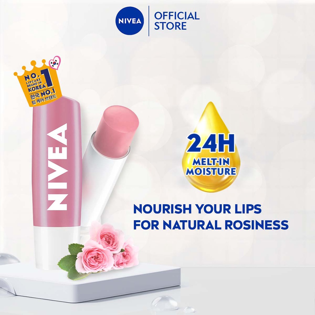 NIVEA Soft Rose Caring Lip Balm 4 8g Lip Balm Colored Lip Balm Moisturing Lip Balm Rose