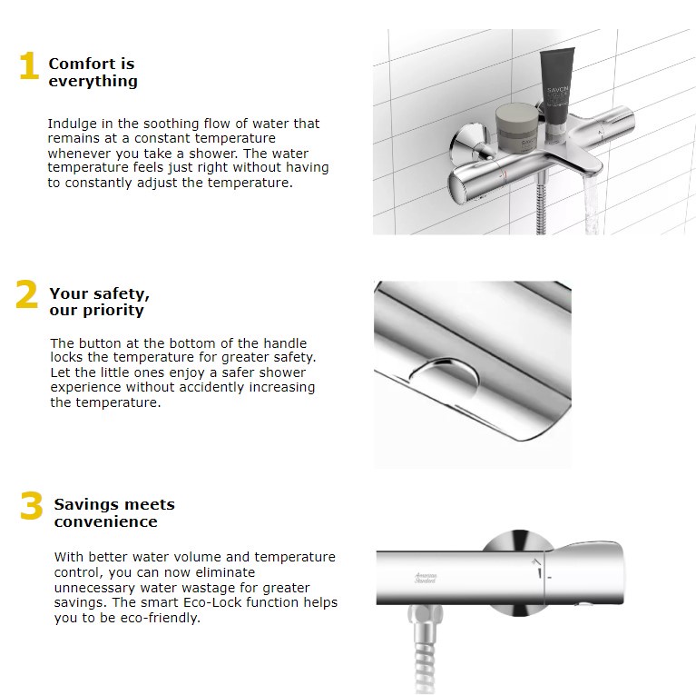 (THERMOSTATIC) American Standard Temptacion Auto Temperature Bath Mixer ...