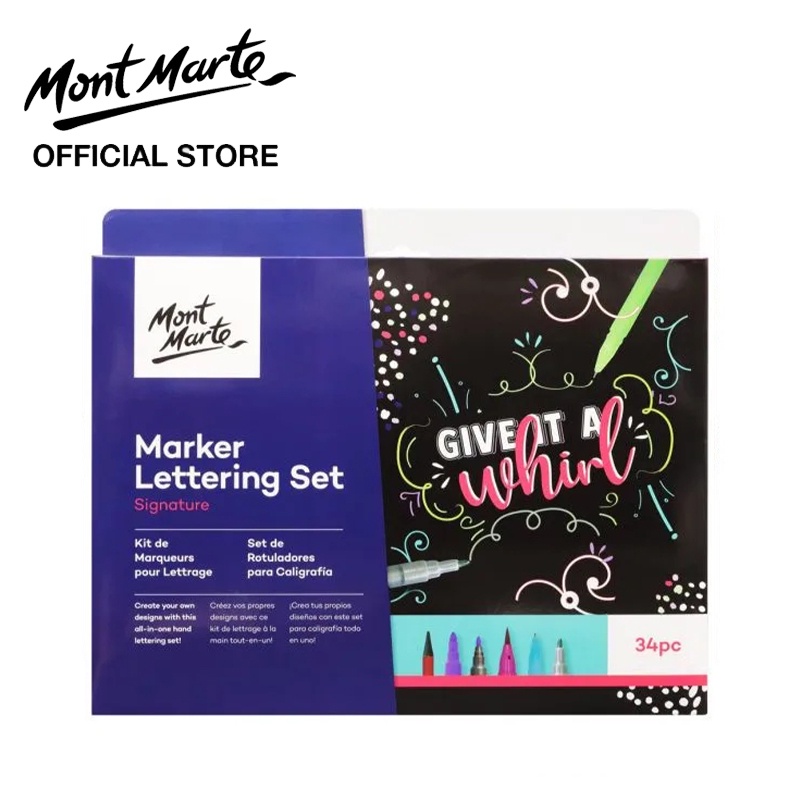Mont Marte Marker Lettering Set Signature 34pc | Shopee Singapore