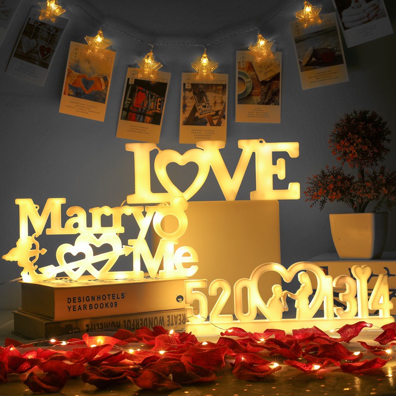 [SG Seller] Romantic LED Light MARRY ME|LOVE|5201314 Marriage Proposal ...
