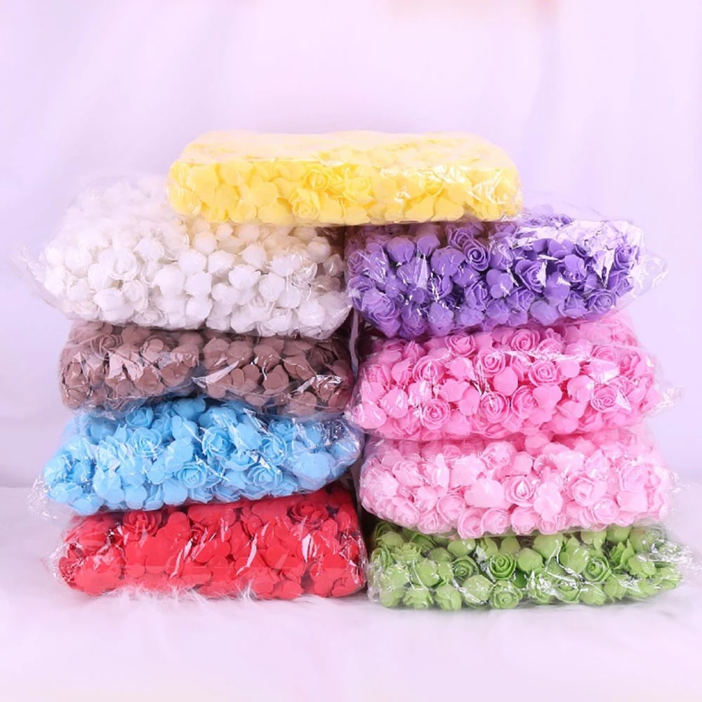 100Pcs Mini Artificial Flower PE Foam Rose Head Manual DIY Wedding Home ...