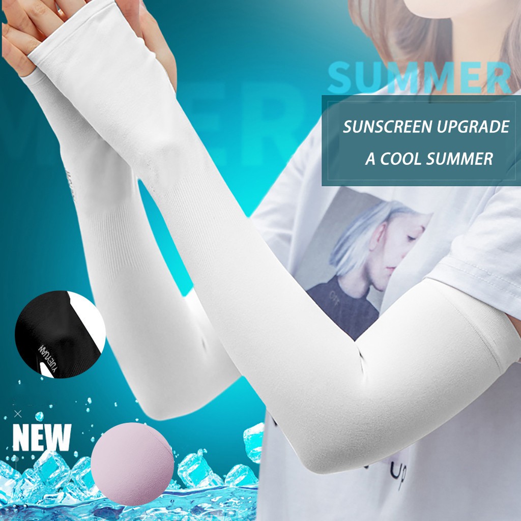 1Pair 7Colors Sport Sun Protect Handsock Arm Sleeves UV Anti-slip Ice ...