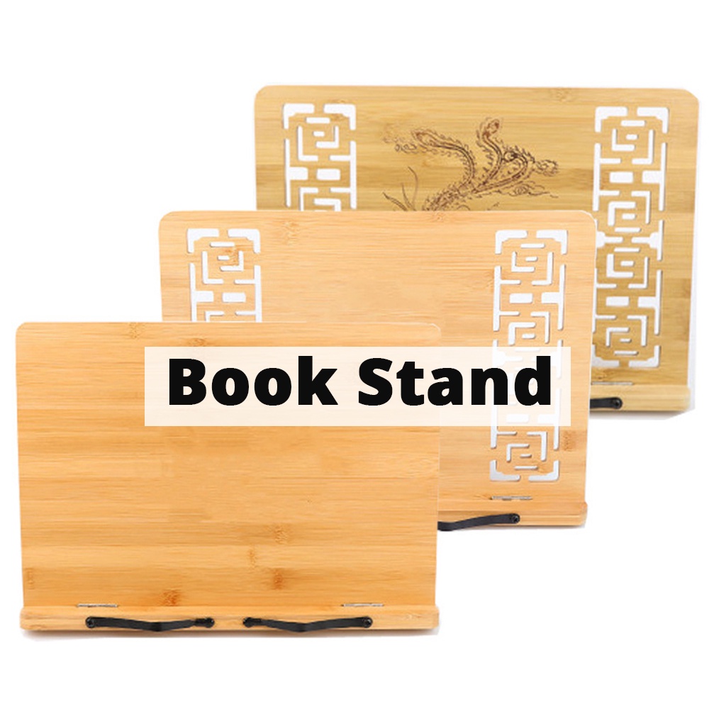 {SG} Wooden Bamboo Book Stand Portable Book Stand Cookbook Textbook