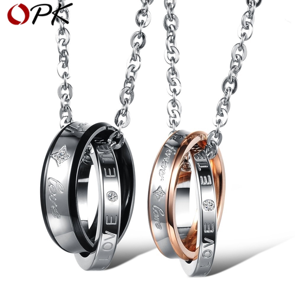 OPK Couple Pendant Titanium Stainless Steel Couple Necklace Jewelry Accessories