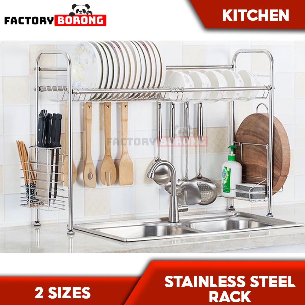 304 Stainless Steel Dish Rack with Cutting Board Holder Cutlery ...