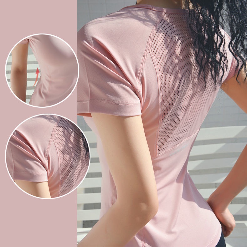 Mesh Stitching Short-Sleeved Sports T-Shirt Women Yoga Tops Running Fitness Clothes