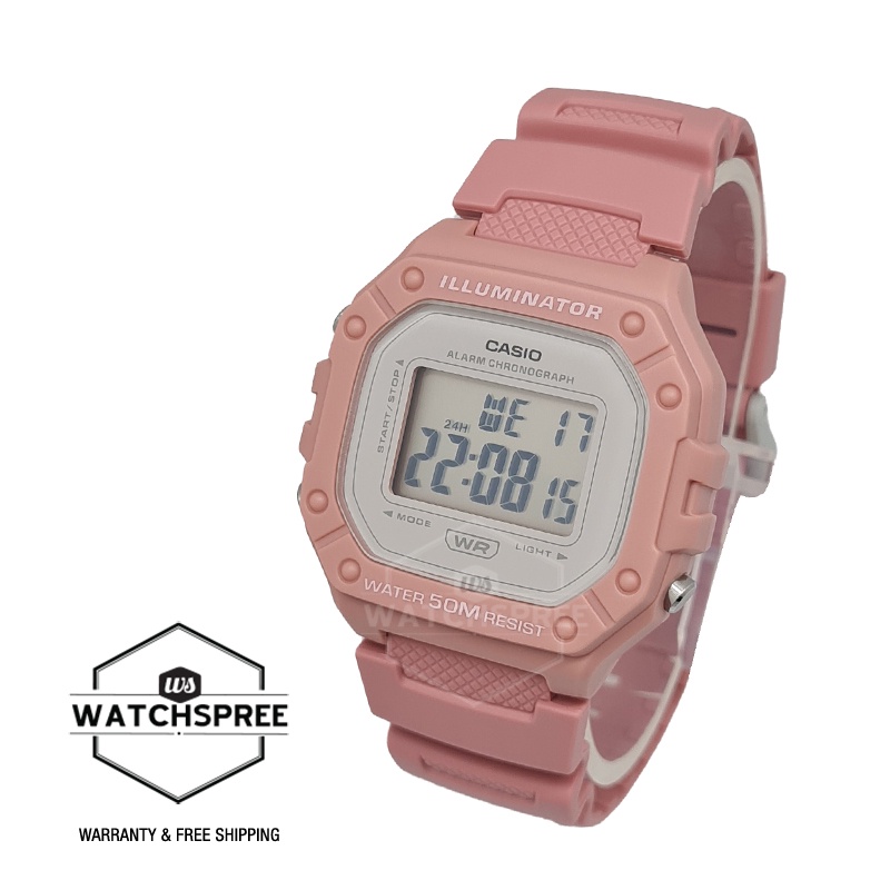 Casio Digital Pink Resin Band Watch W218HC-4A W-218HC-4A [Kids ...