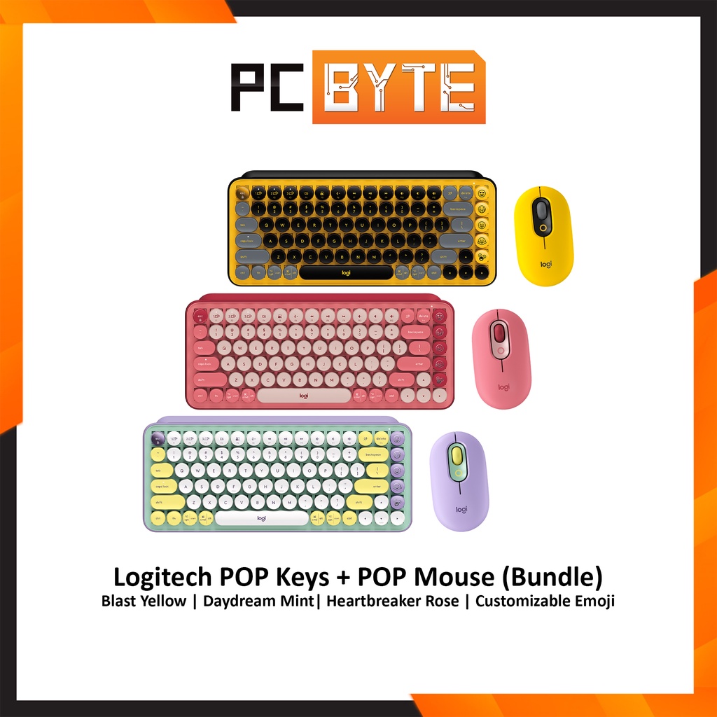 Logitech POP Keys + POP Mouse (Wireless Combo with Customizable Emoji ...