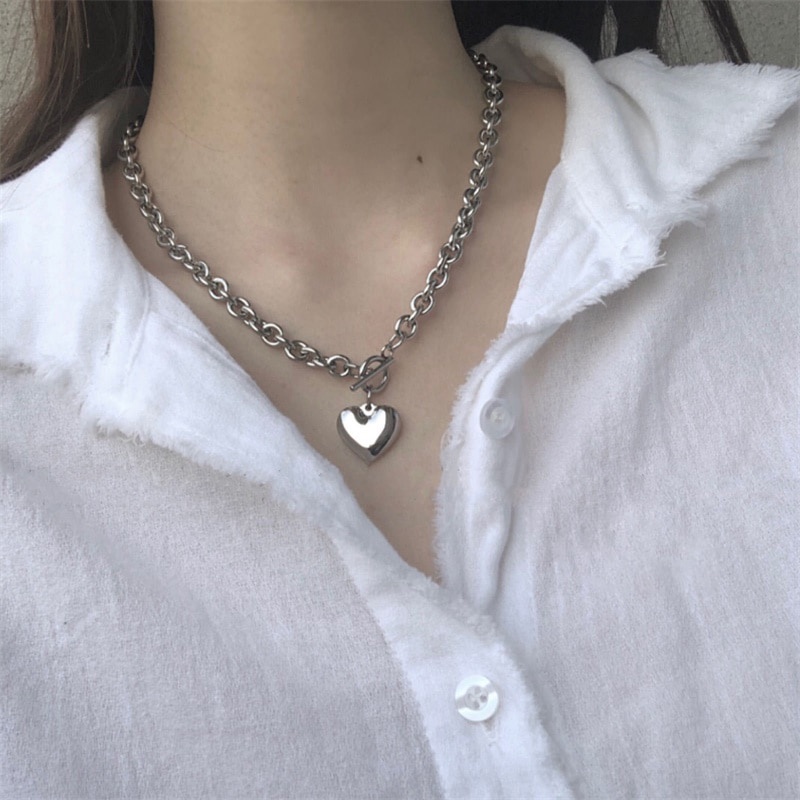 Cheap silver heart on sale necklace