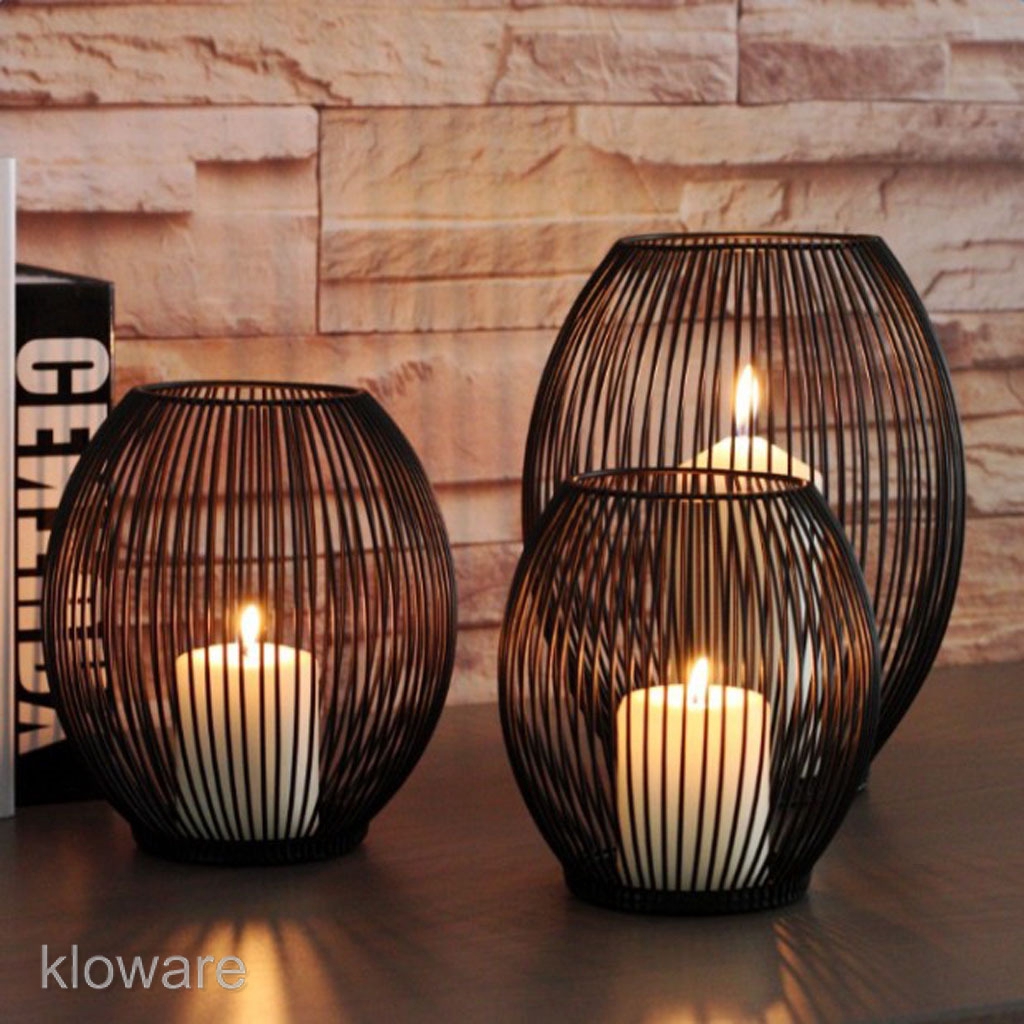 Iron Wire Tealight Votive Wax Candle LED Candle Holder Tabletop Centerpiece 8'' H x 4'' Dia