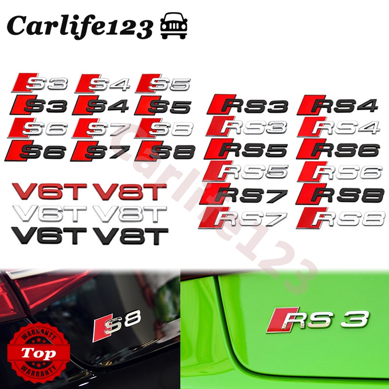Audi RS Series Logo Sticker RS3 RS4 RS5 RS6 RS7 S3 S4 S5 S6 S7 S8 V6T V8T 3D  Emblem Badge Car Body Rear Trunk Sticker Decal