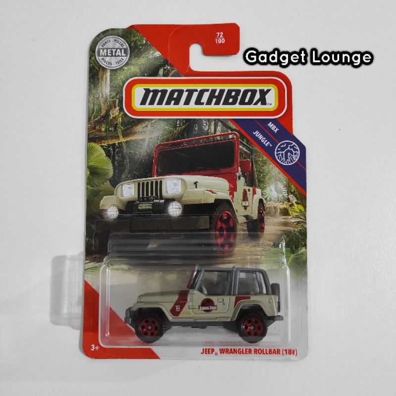 Matchbox Diecast Car Jurassic Park World Car Jeep Wrangler Rollbar 18 Shopee Singapore