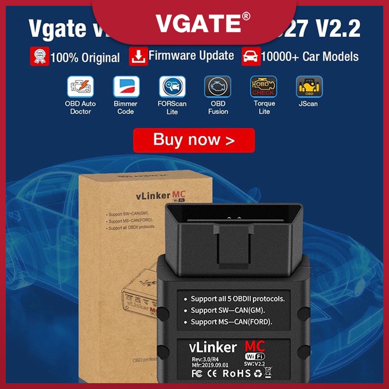 Bluetooth OBD2 Scanner Vgate vLinker MC+ BLE ELM327 For Android/IOS ...