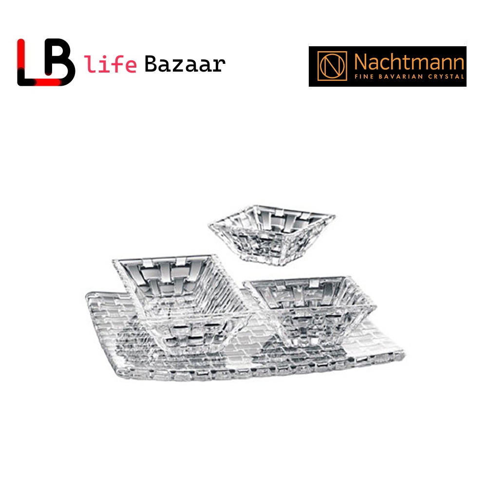 Spiegelau & Nachtmann, 4-piece serving set, 1 x plate including 3 x dip dishes, crystal glass, Bossa Nova 0097633-0