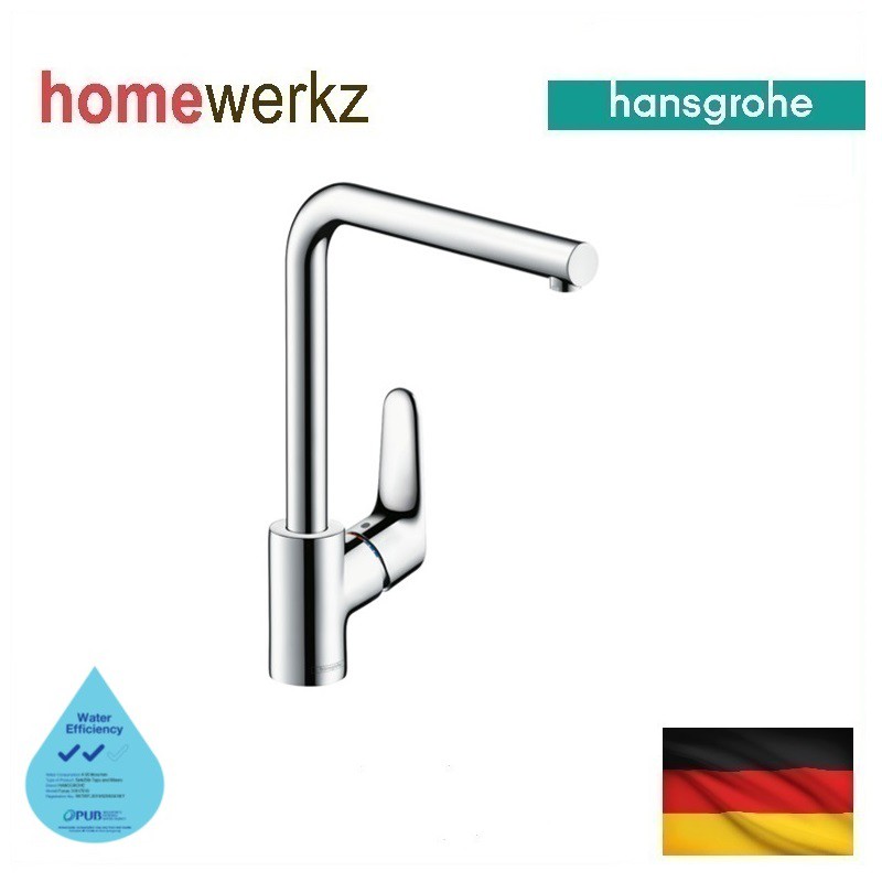 Hansgrohe Focus M41 Single lever kitchen mixer 280, 2 ticks, 1jet in ...