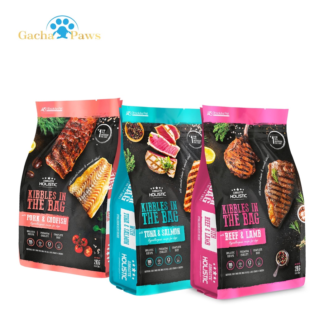 Absolute Holistic Kibbles In The Bag DOG Dry Food 2kg Bag (Beef & Lamb ...