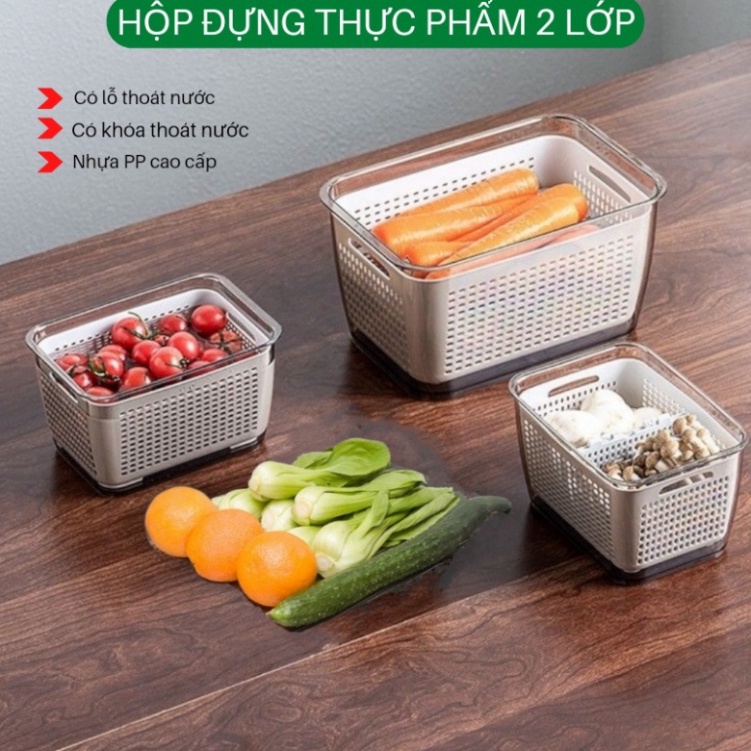2layer Refrigerator Food Box With VietnameseJapanese Drain Holes