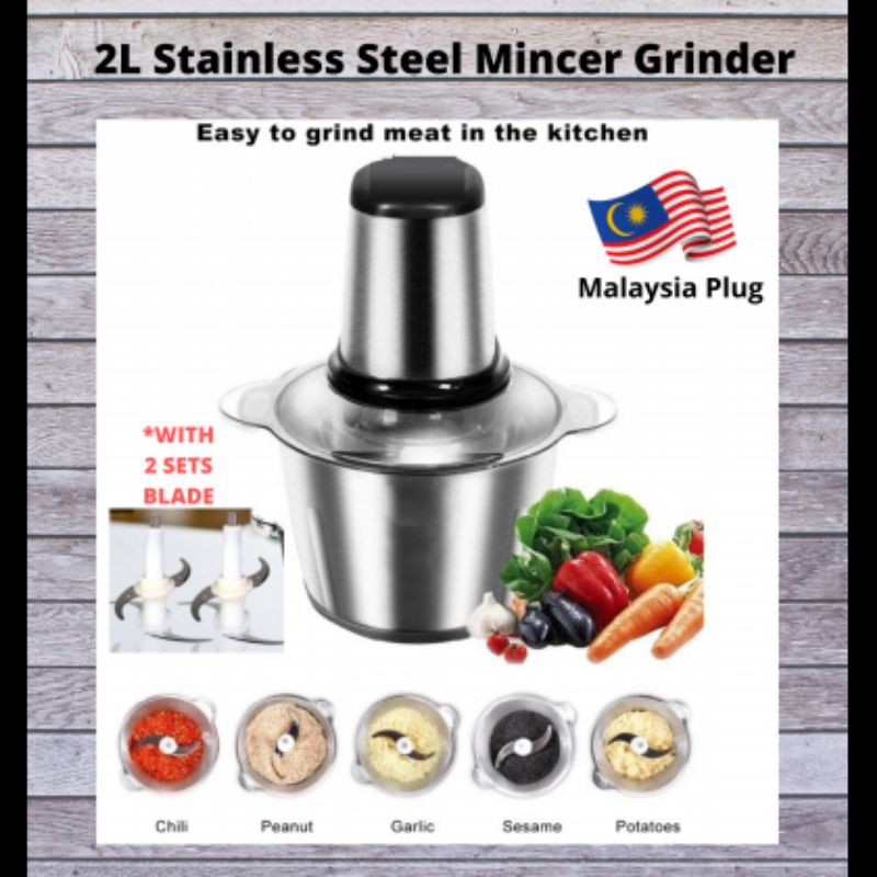 [READY STOCK ] 2L STAINLESS STEEL MINCER GRINDER (MALAYSIA PLUG