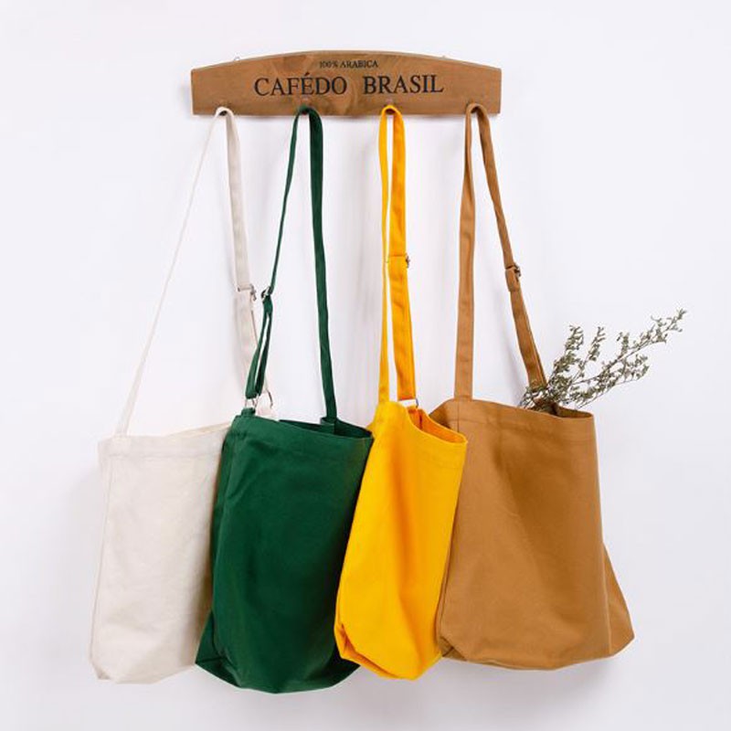 Long strap tote bag canvas best sale