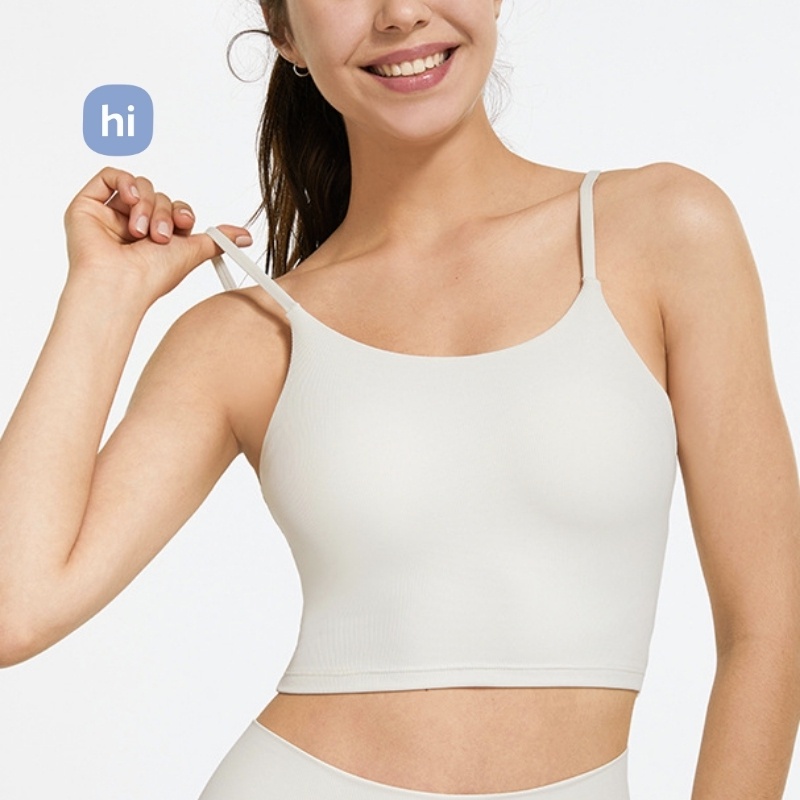 womens sports bra skinny strap White Spaghetti Strap Yoga Athleisure