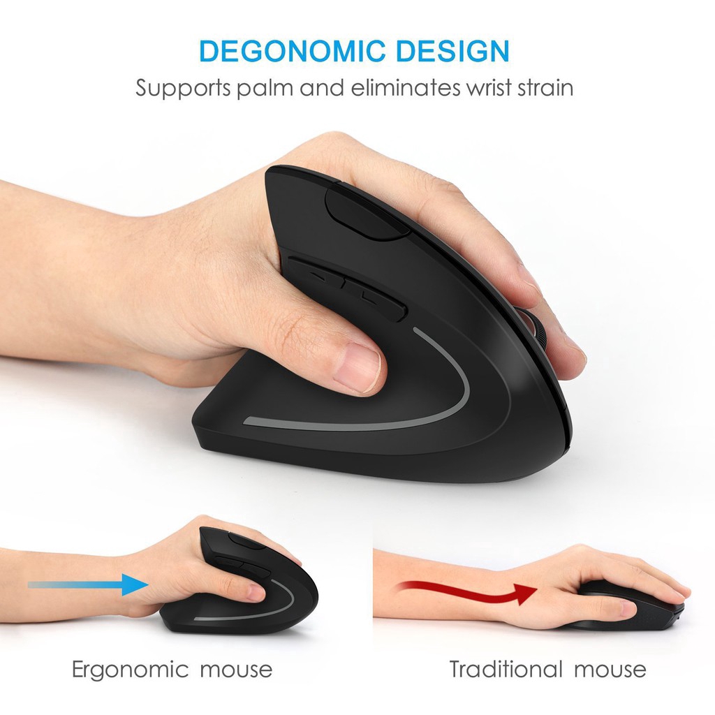 Wireless Left Hand Vertical Computer Mouse Ergonomic Gaming Mice ...