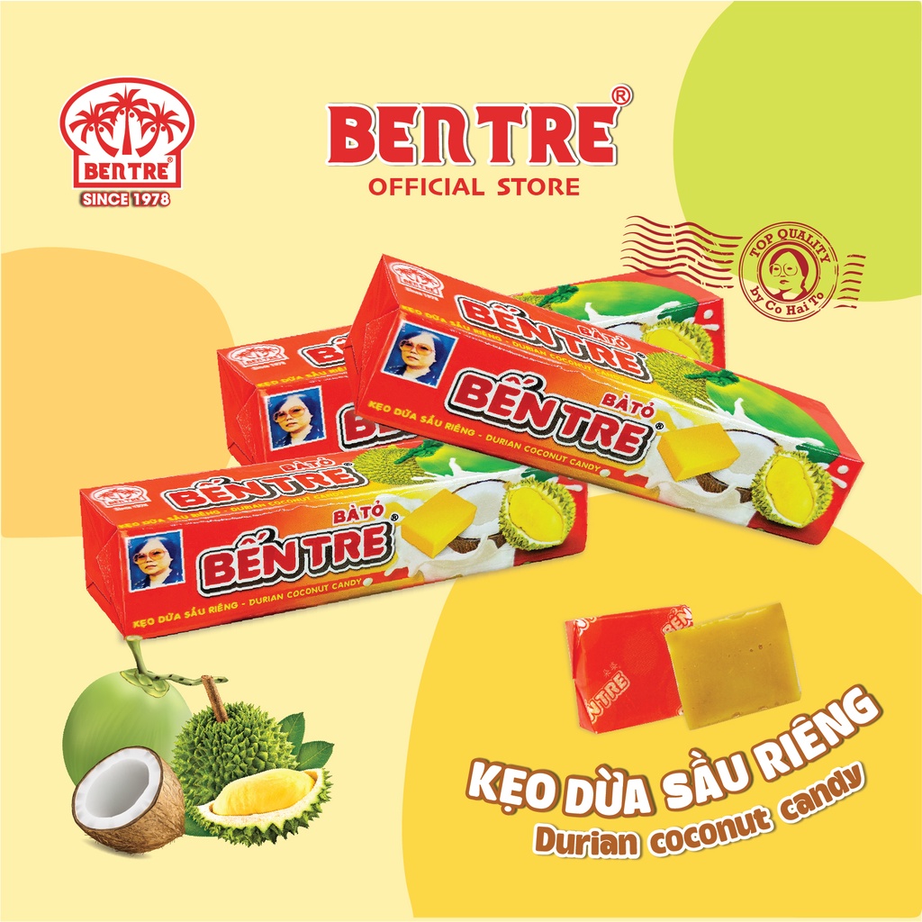 Ben Tre Hai To Coconut Candy Durian flavor (1 bar x 50g) | Shopee Singapore