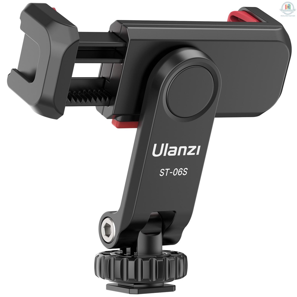 RMF Ulanzi ST-06S Multi-functional Phone Holder Clamp Phone Tripod Mount 360° Rotatable with Dual Cold Shoe Mounts for Smartphone Vlog Selfie Live Streaming Video Recording