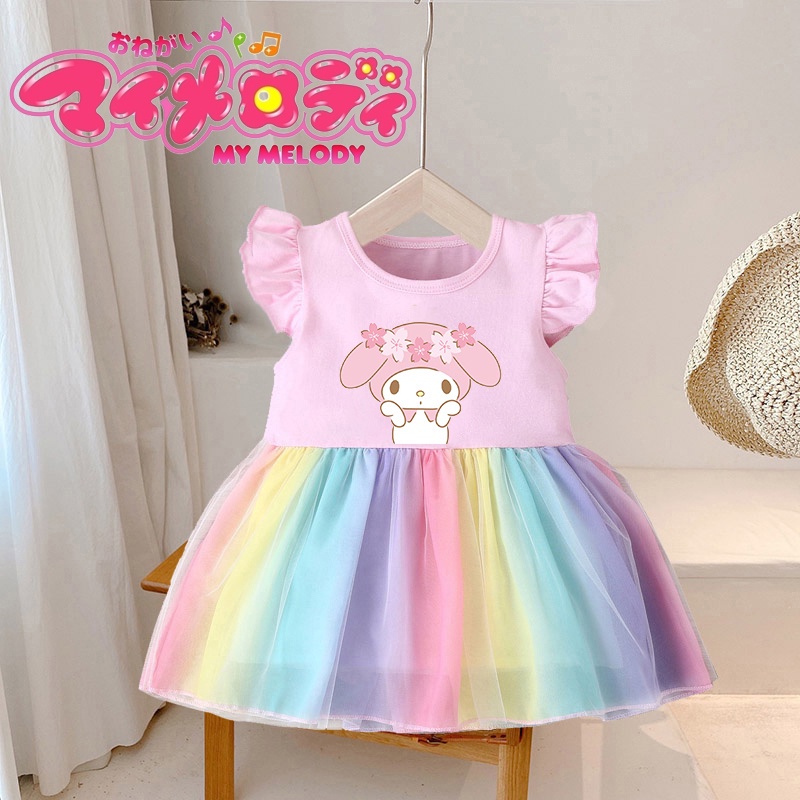 HELLO KITTY MY MELODY Girls Princess Dress 1 4 Birthday Party Girl Baby Kids Rainbow Dresses Clothing Birthday Dress Outfits Vestido Infantil Shopee Singapore