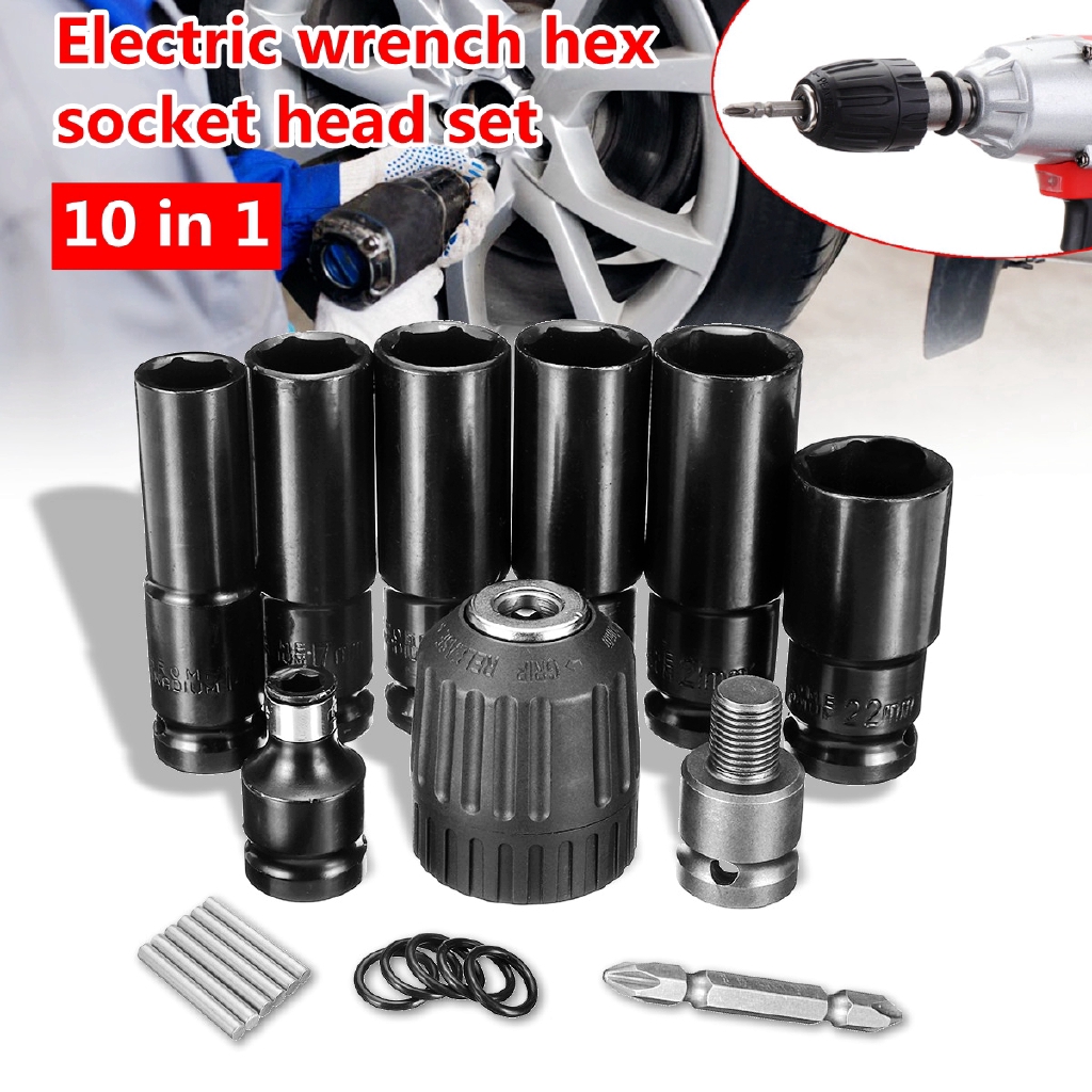10pcs Impact Wrench Drill Screwdriver hex socket head sets Electric