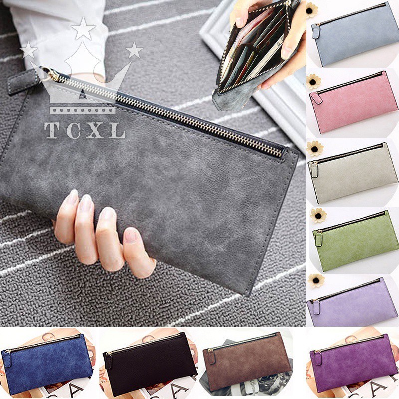 New Fashion European and American Simple Frosted Long Wallet Women's ...