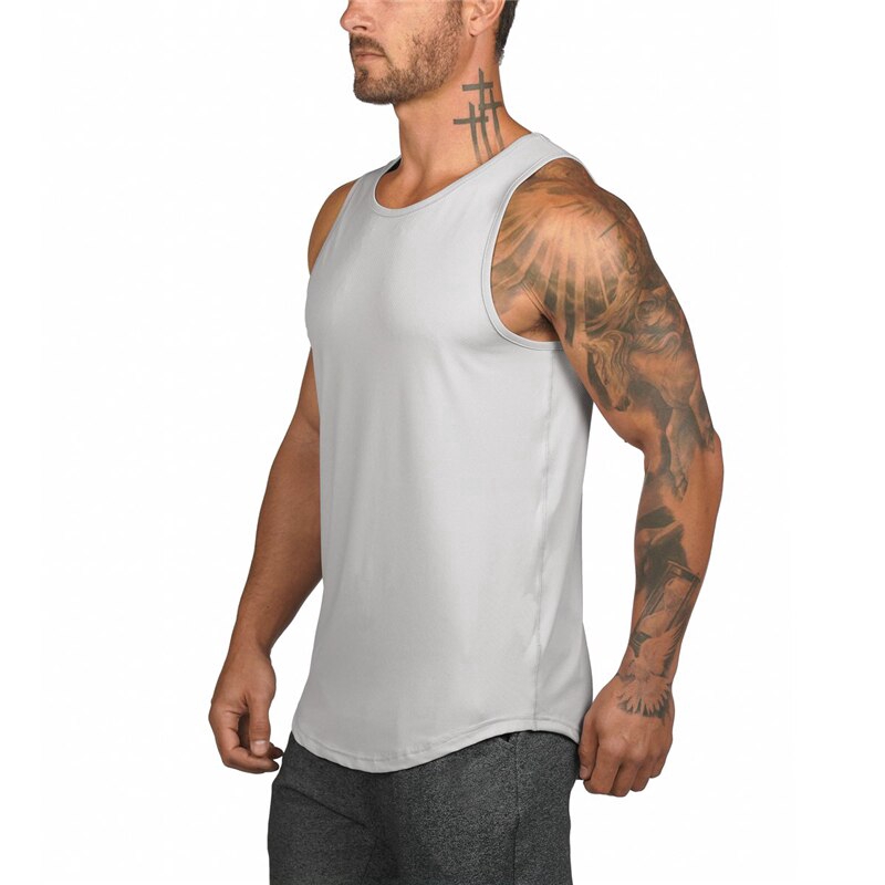 Newest Plain Styles mens Sleeveless Basic Tank Tops Sportswear mesh Solid Workout Gym Clothing StreetWear Causal Stringers