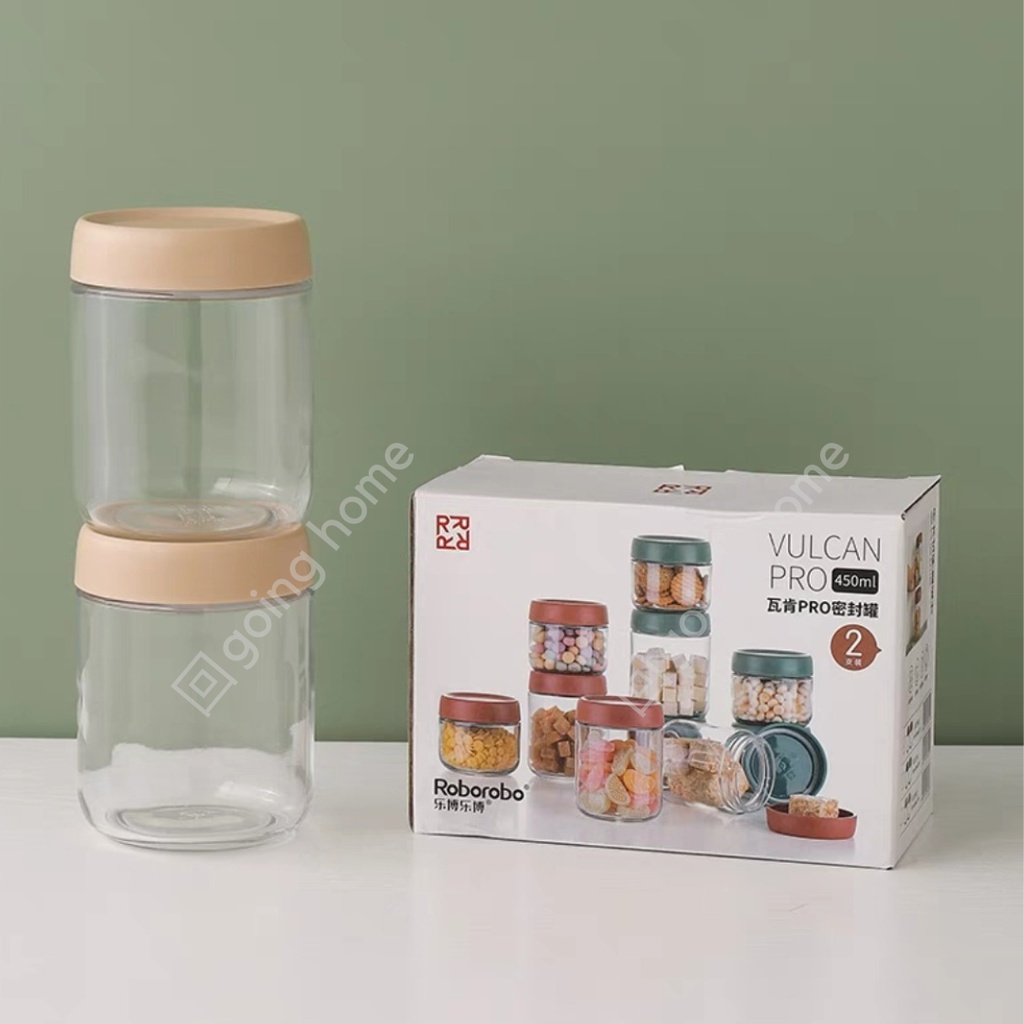 [Set of 2] High Quality Sturdy Glass Tupperware Cute Airtight Food ...