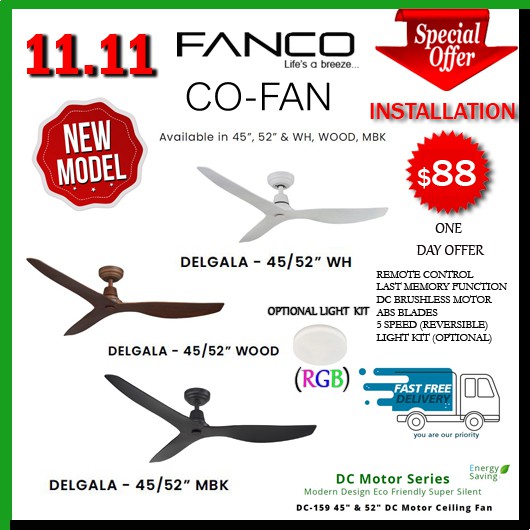 FANCO DELGALA Cheapest DC Ceiling Fan with Remote Control And RGB light Shopee Singapore