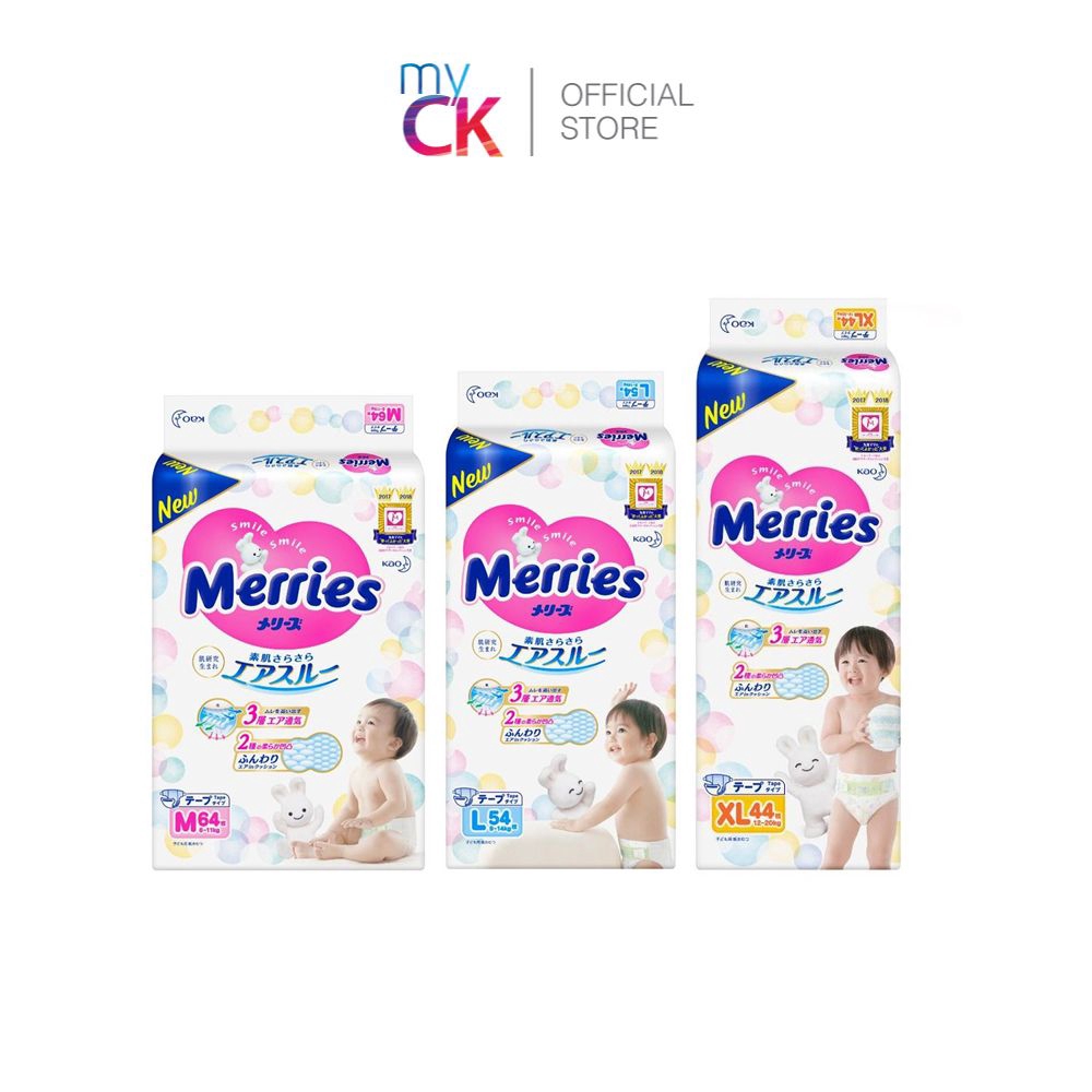 (Bundle of 4) Merries Taped Diapers M 64's/L 54's/XL 44's | Shopee ...
