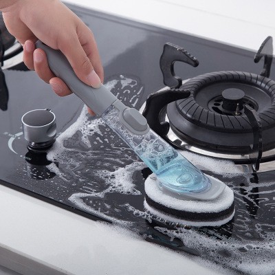 Home Kitchen Automatic Cleaning Liquid Long Handle Pot Brush Bowl ...