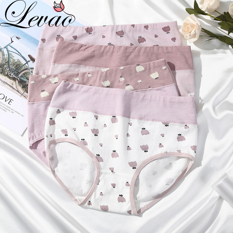 LEVAO Seamless Panty for Women Cotton Panties Printed Underwear High