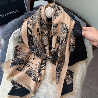 Ready Stock】women's new printed imitation cashmere scarf shawl warm long shawls  female scarves