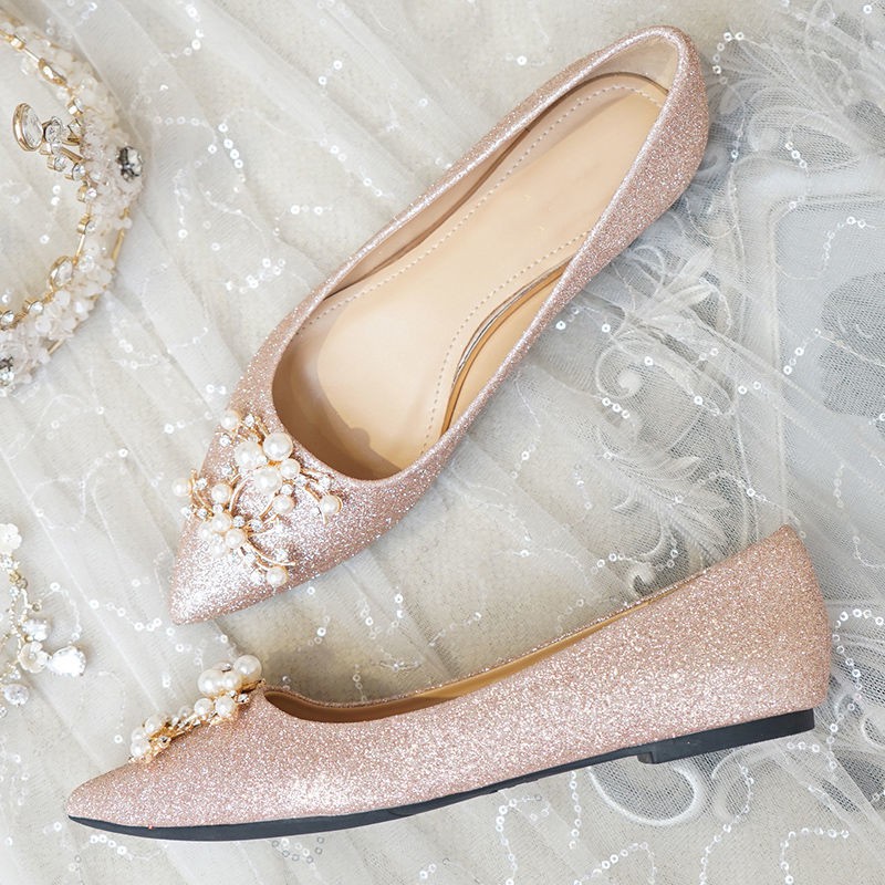 Gold flat shoes deals for wedding