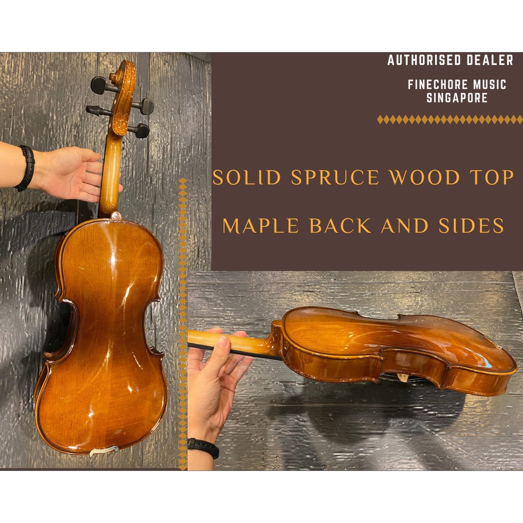 Ready Stock SG】Synwin Student Acoustic Handcrafted Violin Outfit