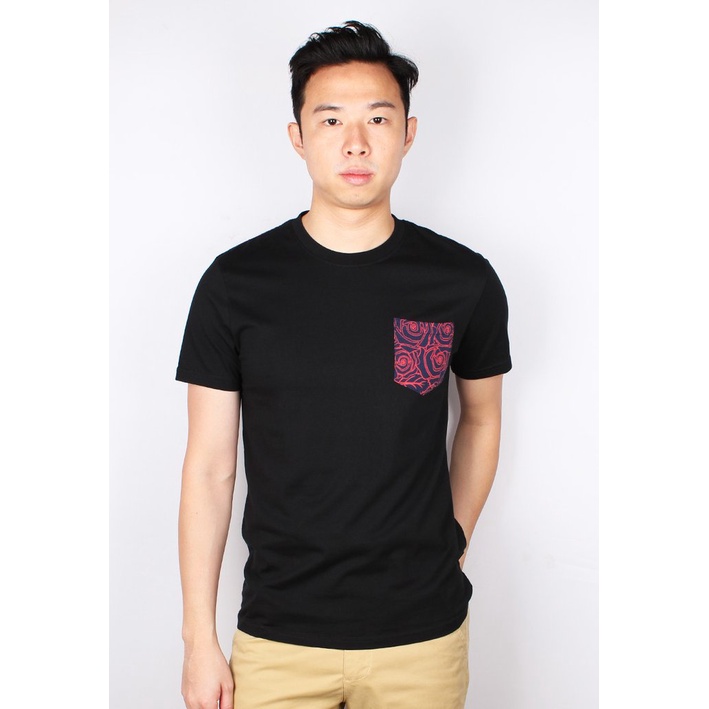 Moley Apparels Floral Print Pocket TShirt BLACK (Men's TShirt