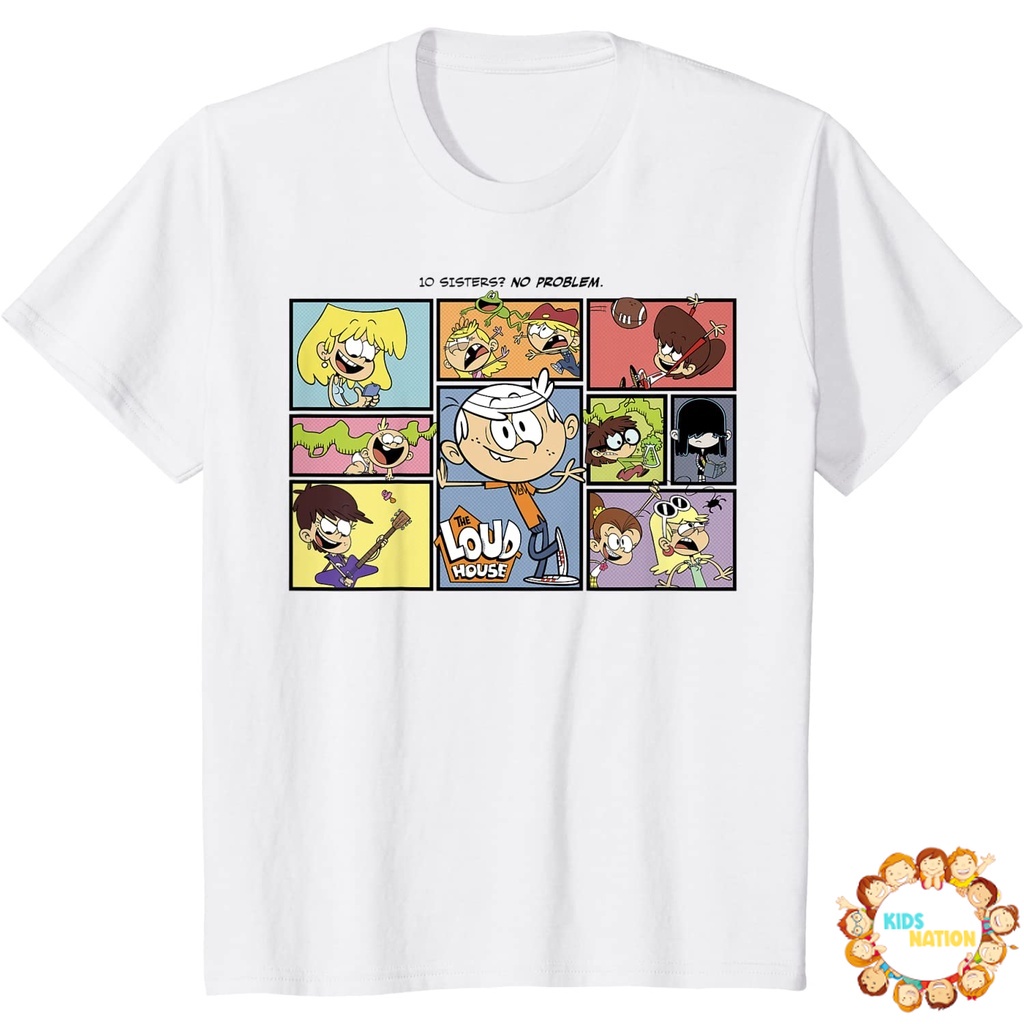 Baju anak The Loud House 10 Sisters No Problem Portrait Panels Logo T ...