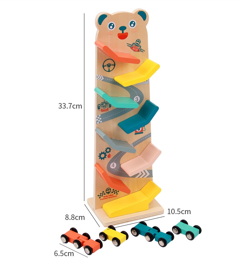 Treeyear Toddler Toys Race Track,Wooden Ramp Car Ramp Racer Colorful ...