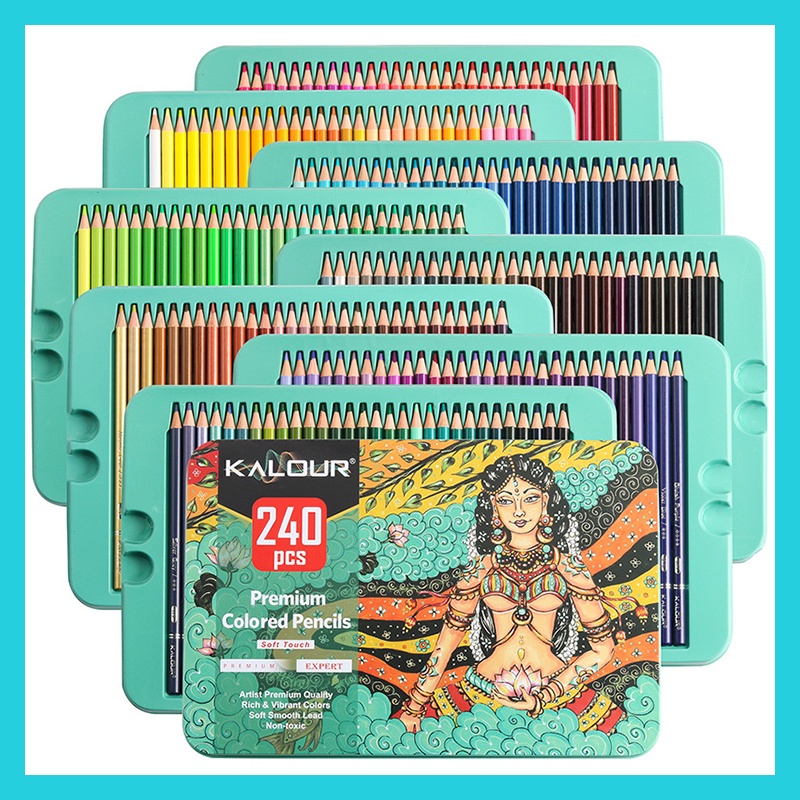 Kalour 240 Color Premium Color Pencil Soft Lead Metallic Fluorescent Colors Pencils Art Set