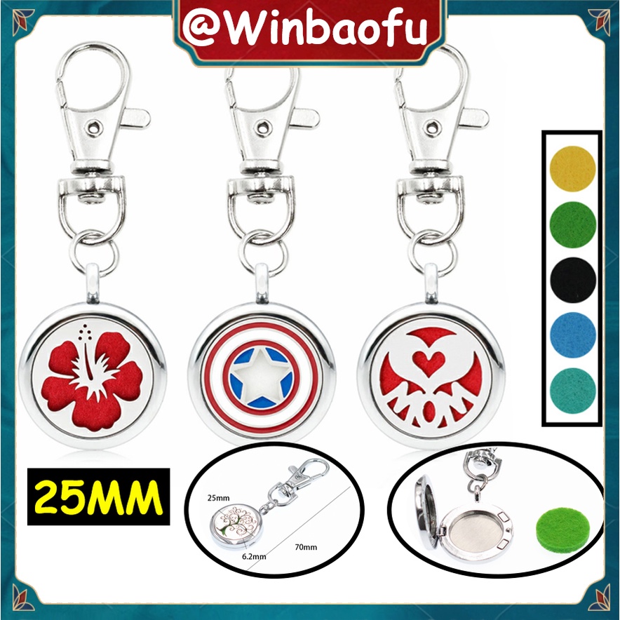 [Free 5pads] 25MM Aromatherapy keychain Essential Oil Diffuser Locket ...