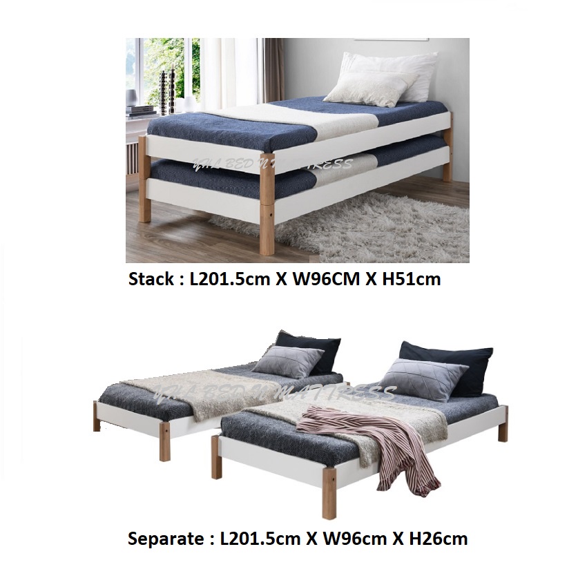 YHL CCSB Solid Wooden Stackable Single Bedframe (Mattress Not Included ...