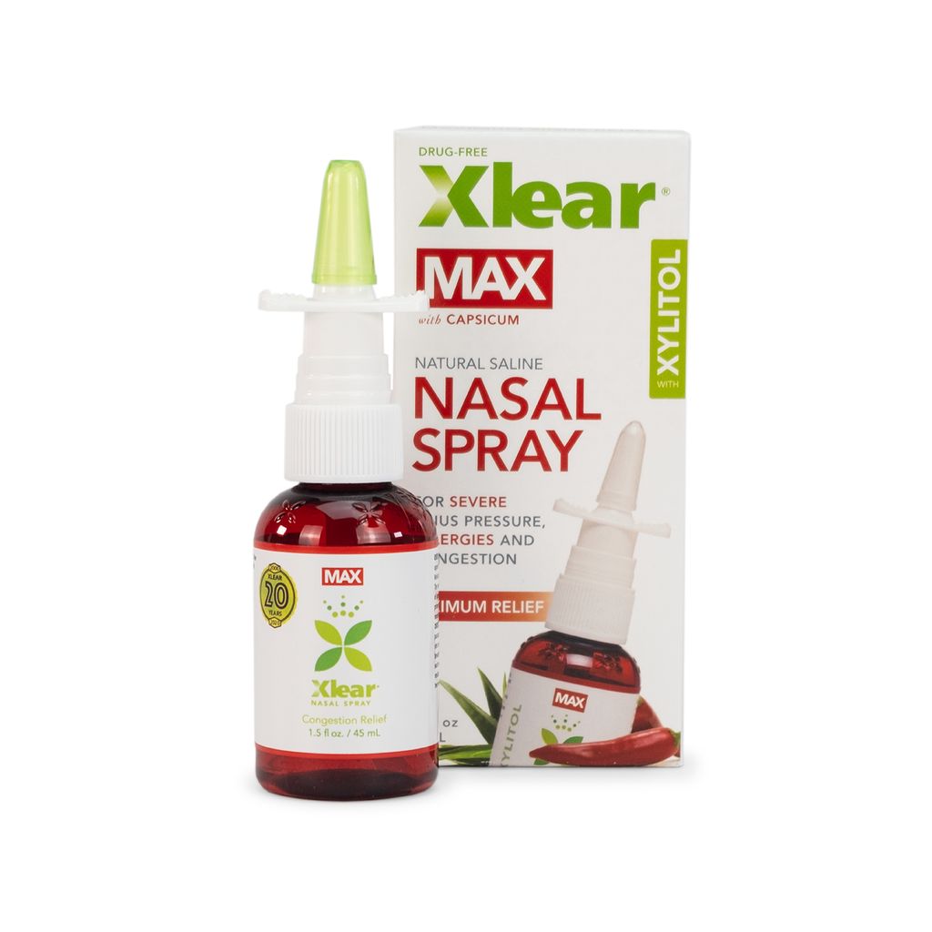 Xlear Max Natural Saline Nasal Spray with Capsicum and Xylitol 45ml (1. ...