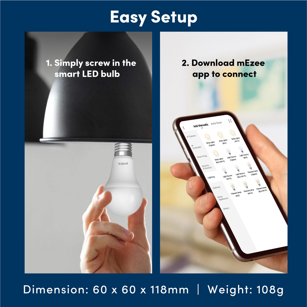 Prolink Smart LED WIFI + BLUETOOTH 9W 12W RGB WW Bulb Lampu E27 Lampu BT Wireless Lampu Tidur Terbaik - Gambar 2